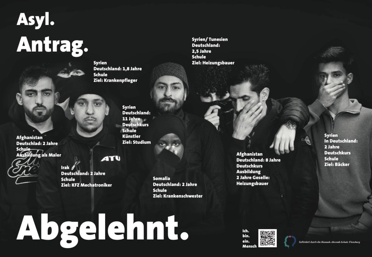 Plakat: Asyl. Antrag. Abgelehnt.